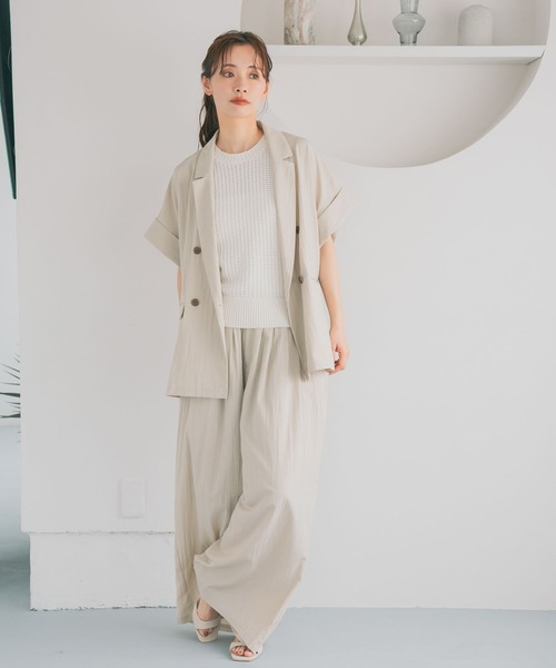 mysty woman（ミスティウーマン）の「変形編みニットノースリ 678698（ベスト・レディース・ブラック/レッド/オフホワイト・FREE）」の6枚目の写真