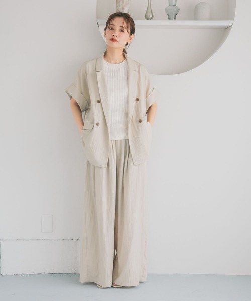 mysty woman（ミスティウーマン）の「変形編みニットノースリ 678698（ベスト・レディース・ブラック/レッド/オフホワイト・FREE）」の7枚目の写真