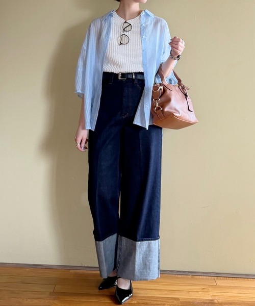 mysty woman（ミスティウーマン）の「変形編みニットノースリ 678698（ベスト・レディース・ブラック/レッド/オフホワイト・FREE）」の22枚目の写真