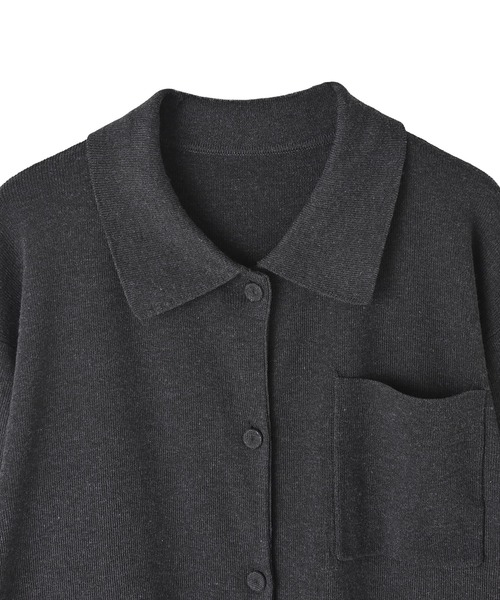 STYLE DELI（スタイルデリ）の「【BLK001】リサイクルポリシャツライトニット（シャツ/ブラウス・レディース・ライトグレー/チャコールグレー・FREE）」の14枚目の写真