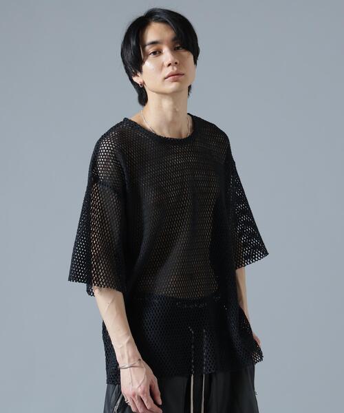DANKE SCHON(ダンケシェーン)の「DankeSchon/ダンケシェーン/MESH S/S TEE(Tシャツ/カットソー・レディース・グレー/ブラック/ホワイト・F)」の4枚目の写真