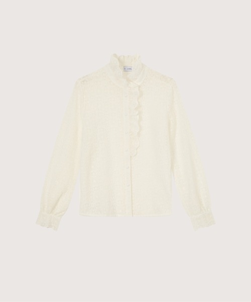 LA POMME petit(ラポミ・プチ)の「Texture Lace Motif Blouse(シャツ/ブラウス・レディース・ブラック/アイボリー/ホワイト・FREE)」の2枚目の写真