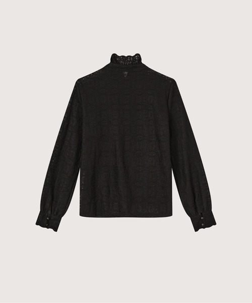 LA POMME petit(ラポミ・プチ)の「Texture Lace Motif Blouse(シャツ/ブラウス・レディース・ブラック/アイボリー/ホワイト・FREE)」の4枚目の写真