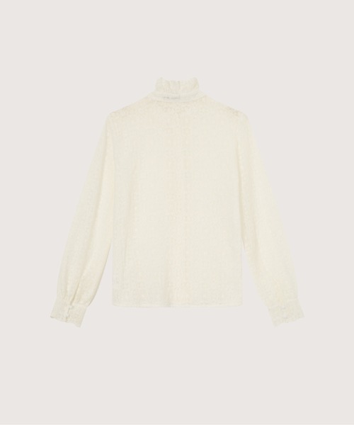 LA POMME petit(ラポミ・プチ)の「Texture Lace Motif Blouse(シャツ/ブラウス・レディース・ブラック/アイボリー/ホワイト・FREE)」の5枚目の写真