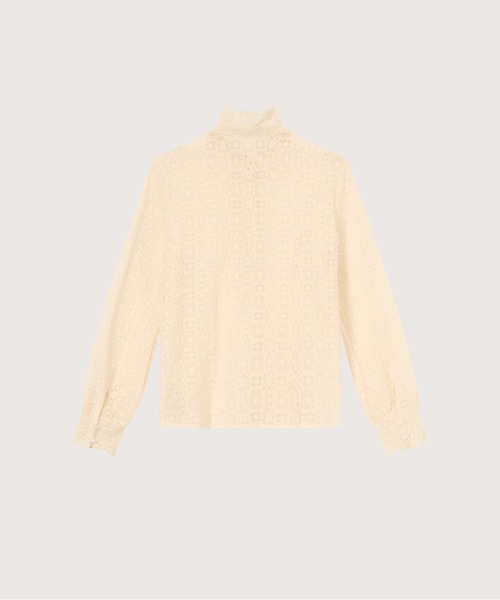 LA POMME petit(ラポミ・プチ)の「Texture Lace Motif Blouse(シャツ/ブラウス・レディース・ブラック/アイボリー/ホワイト・FREE)」の6枚目の写真