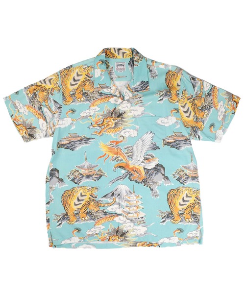 HOUSTON(ヒューストン)の「【UT207】【HOUSTON/ヒューストン】三つ巴 ALOHA SHIRT 41265(シャツ/ブラウス・メンズ・ブラック/サックスブルー・LARGE/MEDIUM)」の3枚目の写真