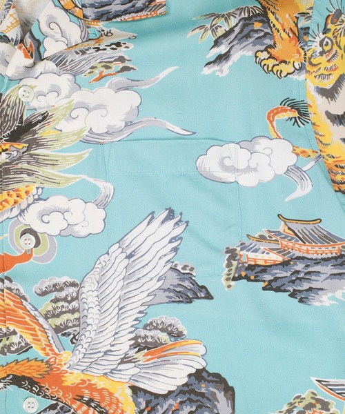 HOUSTON(ヒューストン)の「【UT207】【HOUSTON/ヒューストン】三つ巴 ALOHA SHIRT 41265(シャツ/ブラウス・メンズ・ブラック/サックスブルー・LARGE/MEDIUM)」の7枚目の写真