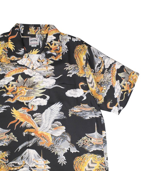 HOUSTON(ヒューストン)の「【UT207】【HOUSTON/ヒューストン】三つ巴 ALOHA SHIRT 41265(シャツ/ブラウス・メンズ・ブラック/サックスブルー・LARGE/MEDIUM)」の13枚目の写真
