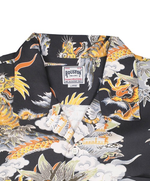 HOUSTON(ヒューストン)の「【UT207】【HOUSTON/ヒューストン】三つ巴 ALOHA SHIRT 41265(シャツ/ブラウス・メンズ・ブラック/サックスブルー・LARGE/MEDIUM)」の14枚目の写真
