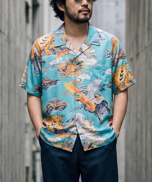 HOUSTON(ヒューストン)の「【UT207】【HOUSTON/ヒューストン】三つ巴 ALOHA SHIRT 41265(シャツ/ブラウス・メンズ・ブラック/サックスブルー・LARGE/MEDIUM)」の20枚目の写真