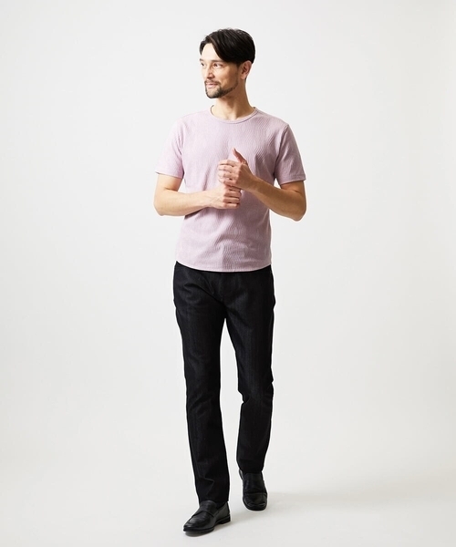 MICHEL KLEIN HOMME (ミッシェルクランオム)の「《日本製》スモーク柄クルーネック半袖カットソー(Tシャツ/カットソー・メンズ・ネイビー/ライトグレー/ピンク・MEDIUM/LARGE/X-LARGE)」の4枚目の写真