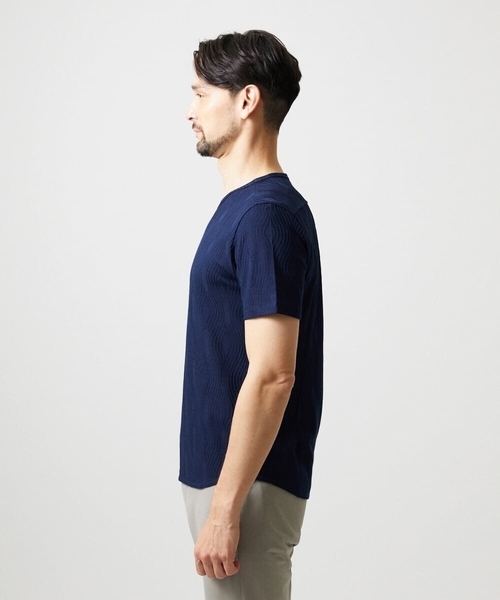 MICHEL KLEIN HOMME (ミッシェルクランオム)の「《日本製》スモーク柄クルーネック半袖カットソー(Tシャツ/カットソー・メンズ・ネイビー/ライトグレー/ピンク・MEDIUM/LARGE/X-LARGE)」の6枚目の写真