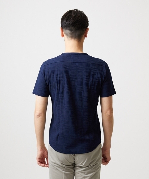 MICHEL KLEIN HOMME (ミッシェルクランオム)の「《日本製》スモーク柄クルーネック半袖カットソー(Tシャツ/カットソー・メンズ・ネイビー/ライトグレー/ピンク・MEDIUM/LARGE/X-LARGE)」の7枚目の写真