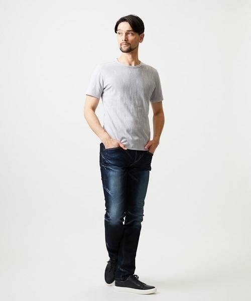 MICHEL KLEIN HOMME (ミッシェルクランオム)の「《日本製》スモーク柄クルーネック半袖カットソー(Tシャツ/カットソー・メンズ・ネイビー/ライトグレー/ピンク・MEDIUM/LARGE/X-LARGE)」の12枚目の写真
