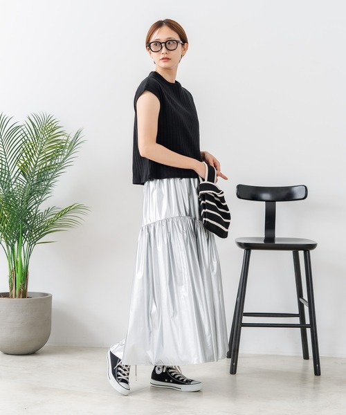 fort point(フォーポイント)の「【C-FORT POINT/フォートポイント】華奢見え ワイドリブフレンチスリーブTシャツ 二の腕カバー 伸縮性 細見え オフィス 通勤 きれいめ 大人カジュアル(Tシャツ/カットソー・レディース・ブラウン/オフホワイト/カーキ/ブラック・FREE)」の16枚目の写真