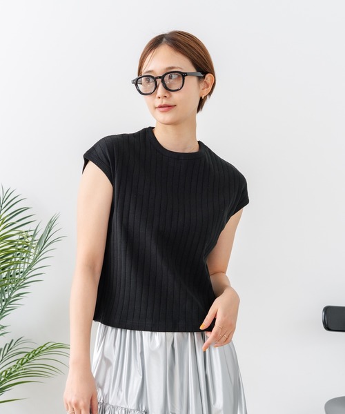 fort point(フォーポイント)の「【C-FORT POINT/フォートポイント】華奢見え ワイドリブフレンチスリーブTシャツ 二の腕カバー 伸縮性 細見え オフィス 通勤 きれいめ 大人カジュアル(Tシャツ/カットソー・レディース・ブラウン/オフホワイト/カーキ/ブラック・FREE)」の18枚目の写真