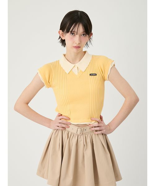LILY BROWN(リリーブラウン)の「レイヤードニットトップス(ニット/セーター・レディース・その他/オレンジ/ネイビー・F)」の6枚目の写真
