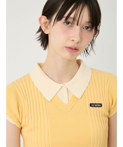 LILY BROWN(リリーブラウン)の「レイヤードニットトップス(ニット/セーター・レディース・その他/オレンジ/ネイビー・F)」の9枚目の写真