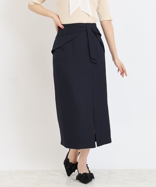 ASTORIA ODIER（アストリアオディール）の「ウエストリボンタイトスカート（スカート・レディース・ベージュ/ネイビー・SMALL/MEDIUM/LARGE）」の2枚目の写真