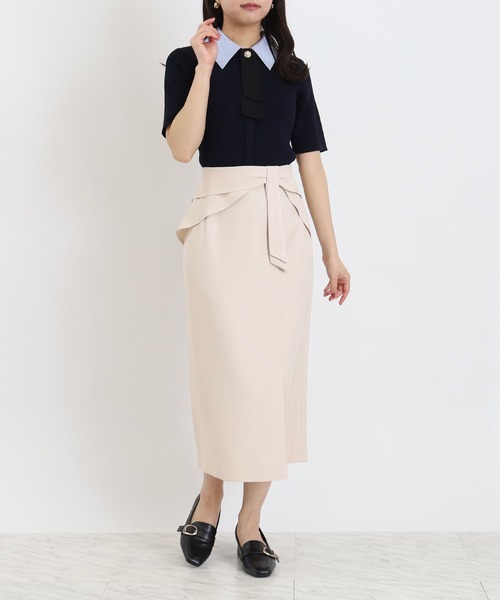 ASTORIA ODIER（アストリアオディール）の「ウエストリボンタイトスカート（スカート・レディース・ベージュ/ネイビー・SMALL/MEDIUM/LARGE）」の7枚目の写真