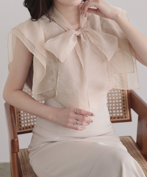nouvellemoi(ヌーベルモイ)の「ノースリーブボウタイワッシャーシアーブラウス(シャツ/ブラウス・レディース・ライトベージュ/ホワイト/ブラック/ブラウン・S/L/M)」の8枚目の写真