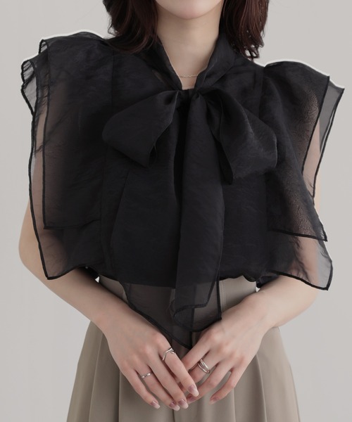 nouvellemoi(ヌーベルモイ)の「ノースリーブボウタイワッシャーシアーブラウス(シャツ/ブラウス・レディース・ライトベージュ/ホワイト/ブラック/ブラウン・S/L/M)」の9枚目の写真