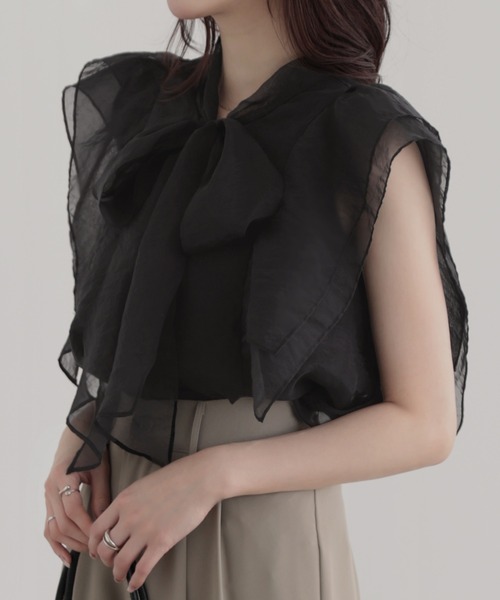 nouvellemoi(ヌーベルモイ)の「ノースリーブボウタイワッシャーシアーブラウス(シャツ/ブラウス・レディース・ライトベージュ/ホワイト/ブラック/ブラウン・S/L/M)」の10枚目の写真