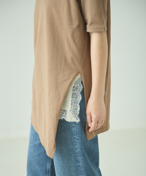 journal standard L'essage(ジャーナルスタンダードレサージュ)の「アシンメトリーTシャツ(Tシャツ/カットソー・レディース・ベージュ/チャコールグレー・FREE)」の13枚目の写真