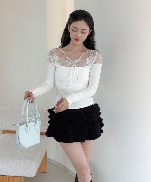 Jasmine Grandiflorum(ジャスミングランディフローラム)の「【Jasmine】ティアードフリルミニスカート(スカート・レディース・ブラック/グレー・M/S)」の8枚目の写真