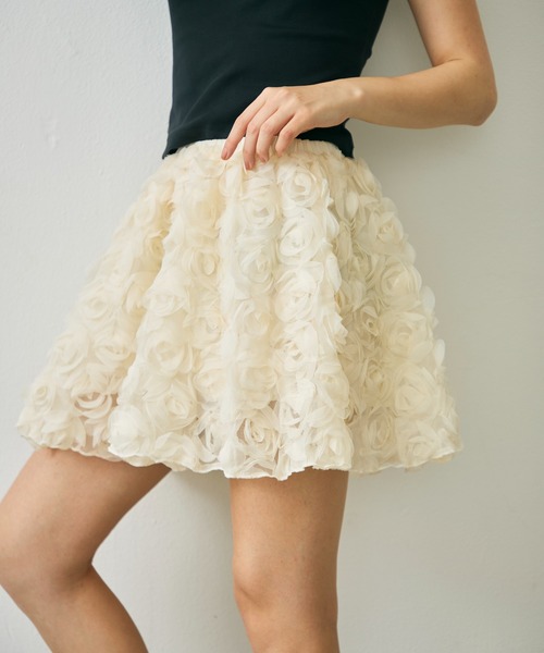 Lunea（ルネア）の「フラワーモチーフチュールミニスカート / flower motif tulle mini skirt（スカート・レディース・アイボリー/ホワイト/ブラック・FREE）」の17枚目の写真