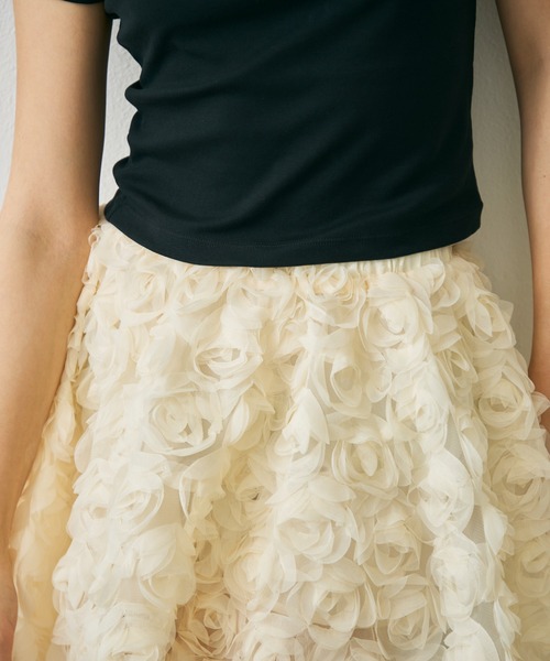 Lunea（ルネア）の「フラワーモチーフチュールミニスカート / flower motif tulle mini skirt（スカート・レディース・アイボリー/ホワイト/ブラック・FREE）」の9枚目の写真