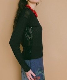sahara（サハラ）の「Side Lace Top/サイドレースデザイントップス（Tシャツ/カットソー）」