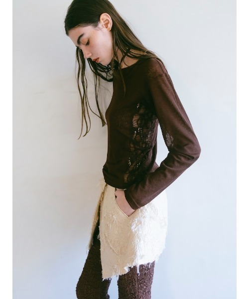 sahara(サハラ)の「Side Lace Top/サイドレースデザイントップス(Tシャツ/カットソー・レディース・ブラック/アイボリー/ピンク/ブラウン・FREE)」の8枚目の写真