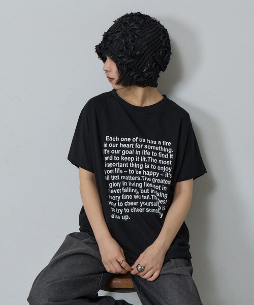 goocy(グーシー)の「【接触冷感】テキストプリントT(Tシャツ/カットソー・レディース・ブラック/グレー/ホワイト・FREE)」の1枚目の写真