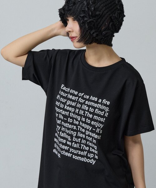 goocy(グーシー)の「【接触冷感】テキストプリントT(Tシャツ/カットソー・レディース・ブラック/グレー/ホワイト・FREE)」の14枚目の写真