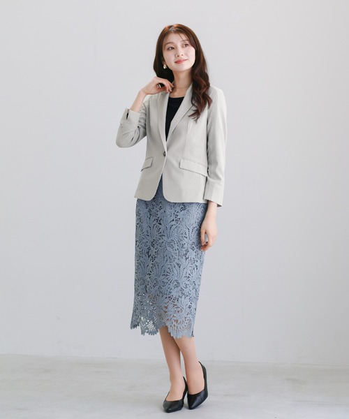 WHITE JOOLA（ホワイトジョーラ）の「【 UVカット・速乾・洗える 】 リネンライクツイル・テーラードジャケット（テーラードジャケット・レディース・ネイビー/モカ/グレー/ブルーグレー・S/L/M）」の6枚目の写真