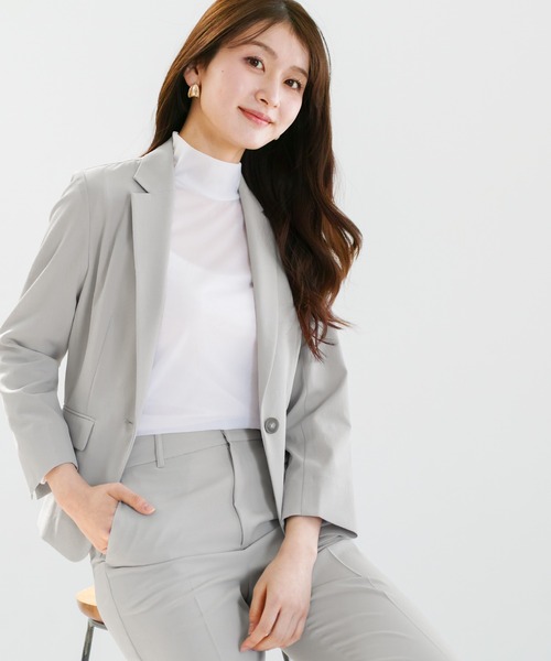 WHITE JOOLA（ホワイトジョーラ）の「【 UVカット・速乾・洗える 】 リネンライクツイル・テーラードジャケット（テーラードジャケット・レディース・ネイビー/モカ/グレー/ブルーグレー・S/L/M）」の8枚目の写真