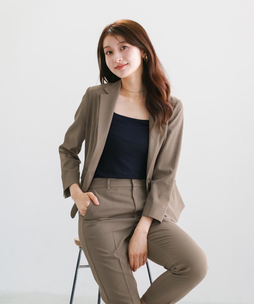 WHITE JOOLA（ホワイトジョーラ）の「【 UVカット・速乾・洗える 】 リネンライクツイル・テーラードジャケット（テーラードジャケット・レディース・ネイビー/モカ/グレー/ブルーグレー・S/L/M）」の12枚目の写真