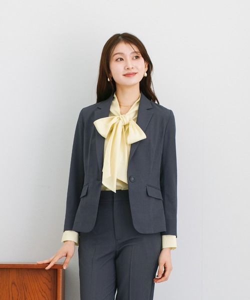 WHITE JOOLA（ホワイトジョーラ）の「【 UVカット・速乾・洗える 】 リネンライクツイル・テーラードジャケット（テーラードジャケット・レディース・ネイビー/モカ/グレー/ブルーグレー・S/L/M）」の13枚目の写真