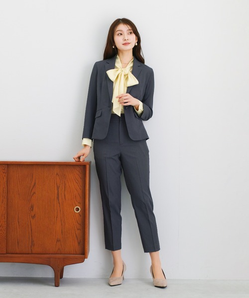 WHITE JOOLA（ホワイトジョーラ）の「【 UVカット・速乾・洗える 】 リネンライクツイル・テーラードジャケット（テーラードジャケット・レディース・ネイビー/モカ/グレー/ブルーグレー・S/L/M）」の14枚目の写真