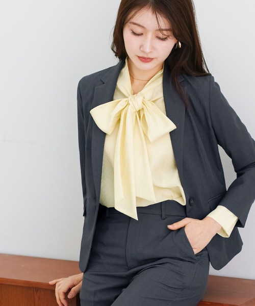 WHITE JOOLA（ホワイトジョーラ）の「【 UVカット・速乾・洗える 】 リネンライクツイル・テーラードジャケット（テーラードジャケット・レディース・ネイビー/モカ/グレー/ブルーグレー・S/L/M）」の15枚目の写真