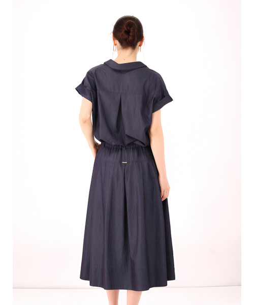 ACUD(アクド)の「Half Sleeve Glossy Set-up _Denim(ワンピース・レディース・ネイビー・FREE)」の5枚目の写真