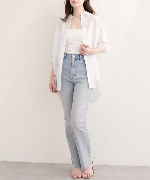 natural couture（ナチュラルクチュール）の「【sherbet line】接触冷感ベーシックシアーシャツ（シャツ/ブラウス・レディース・ネイビー/ブラウン/ピンク/その他2/その他1/ブルー/オフホワイト/グレイッシュベージュ・FREE）」の11枚目の写真