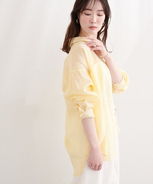 natural couture（ナチュラルクチュール）の「【sherbet line】接触冷感ベーシックシアーシャツ（シャツ/ブラウス・レディース・ネイビー/ブラウン/ピンク/その他2/その他1/ブルー/オフホワイト/グレイッシュベージュ・FREE）」の13枚目の写真