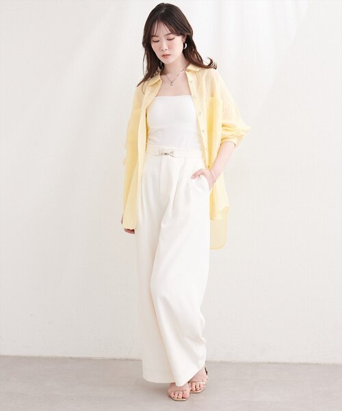 natural couture（ナチュラルクチュール）の「【sherbet line】接触冷感ベーシックシアーシャツ（シャツ/ブラウス・レディース・ネイビー/ブラウン/ピンク/その他2/その他1/ブルー/オフホワイト/グレイッシュベージュ・FREE）」の14枚目の写真