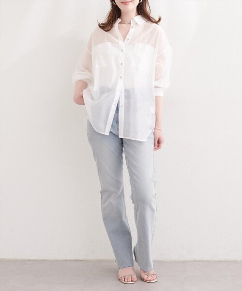 natural couture（ナチュラルクチュール）の「【sherbet line】接触冷感ベーシックシアーシャツ（シャツ/ブラウス・レディース・ネイビー/ブラウン/ピンク/その他2/その他1/ブルー/オフホワイト/グレイッシュベージュ・FREE）」の18枚目の写真