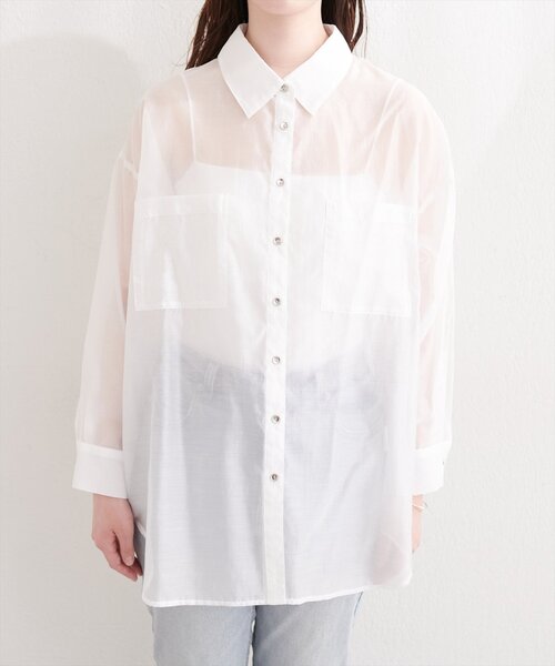 natural couture（ナチュラルクチュール）の「【sherbet line】接触冷感ベーシックシアーシャツ（シャツ/ブラウス・レディース・ネイビー/ブラウン/ピンク/その他2/その他1/ブルー/オフホワイト/グレイッシュベージュ・FREE）」の19枚目の写真