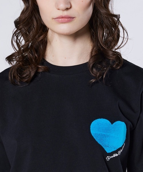 DOUBLE STANDARD CLOTHING(ダブルスタンダードクロージング)の「ハートワッペン 天竺Tシャツ(Tシャツ/カットソー・レディース・ブラック/オフホワイト・FREE)」の6枚目の写真