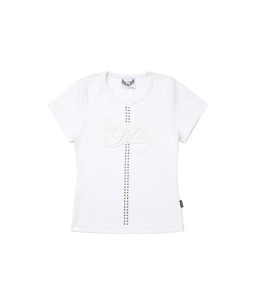 GILAARCHIVE(ギラアーカイブ)の「STUD PATCH LOGO DYED CROP T-SHIRTS_WHITE(Tシャツ/カットソー・レディース・その他・FREE)」の5枚目の写真