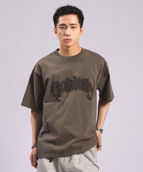 RAGEBLUE(レイジブルー)の「Twill Logo Patch T-Shirt/ツイルロゴパッチ/ピグメント加工Tシャツ(Tシャツ/カットソー・メンズ・ブラック/レッド/ブラウン・LARGE/MEDIUM)」の10枚目の写真